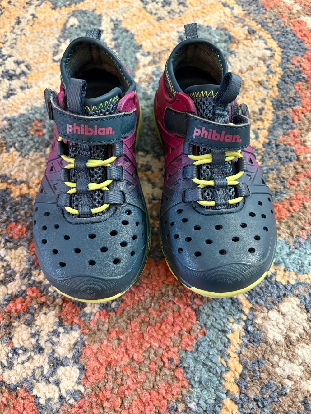 Stride Rite Phibian Kids Navy Pink Active Water Shoes sz 9